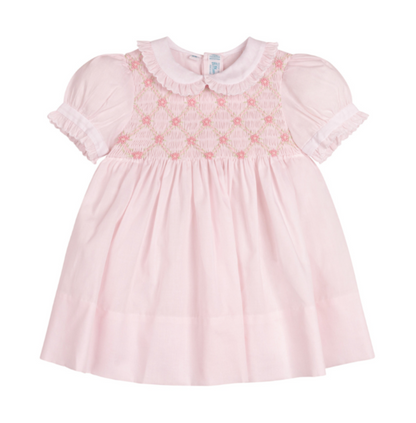 Feltman Dainty Smocked Floral Dress Pink