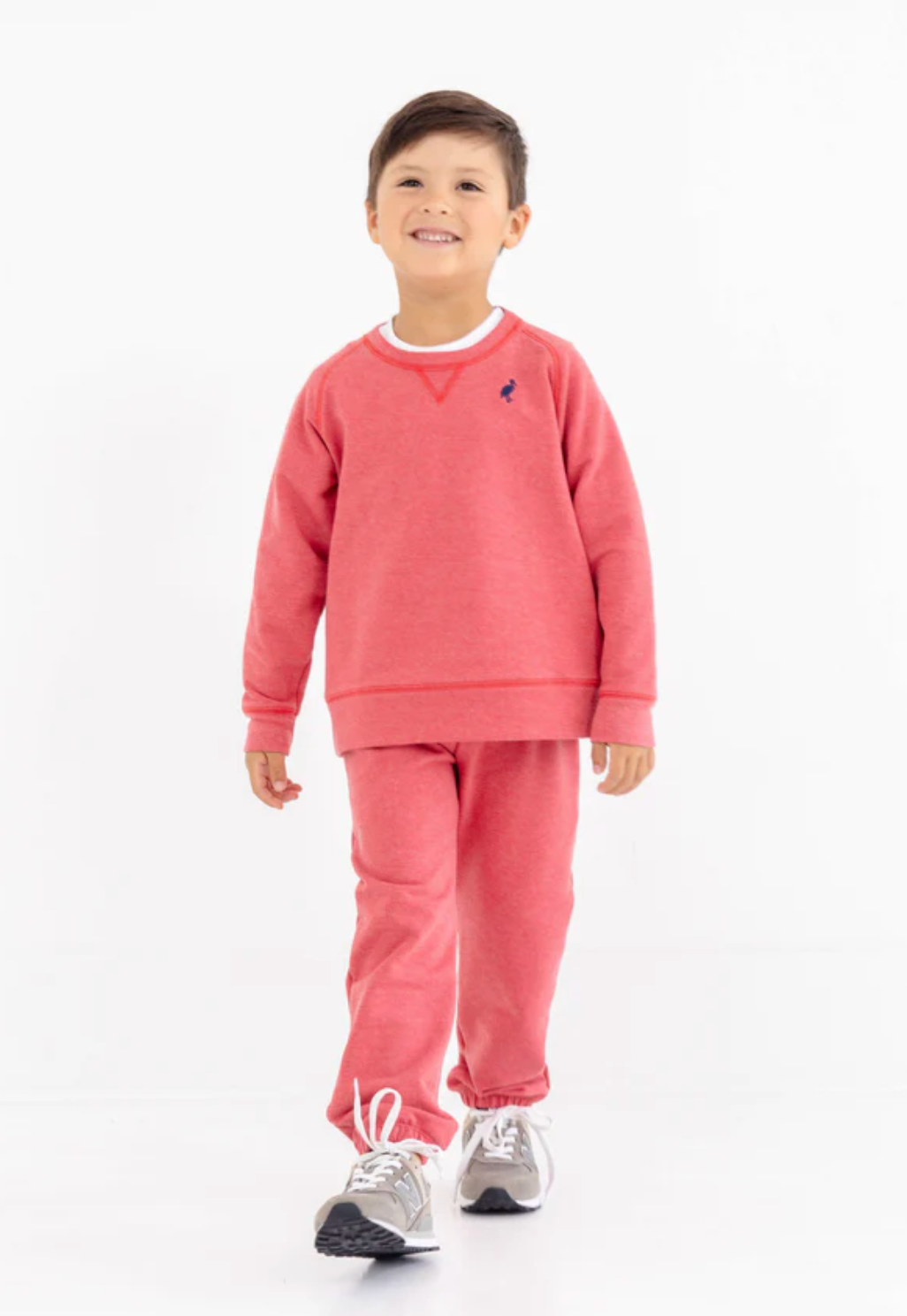 TBBC Cassidy Comfy Crewneck Heathered Richmond Red with Nantucket Navy