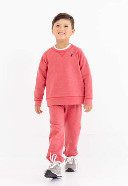 TBBC Cassidy Comfy Crewneck Heathered Richmond Red with Nantucket Navy