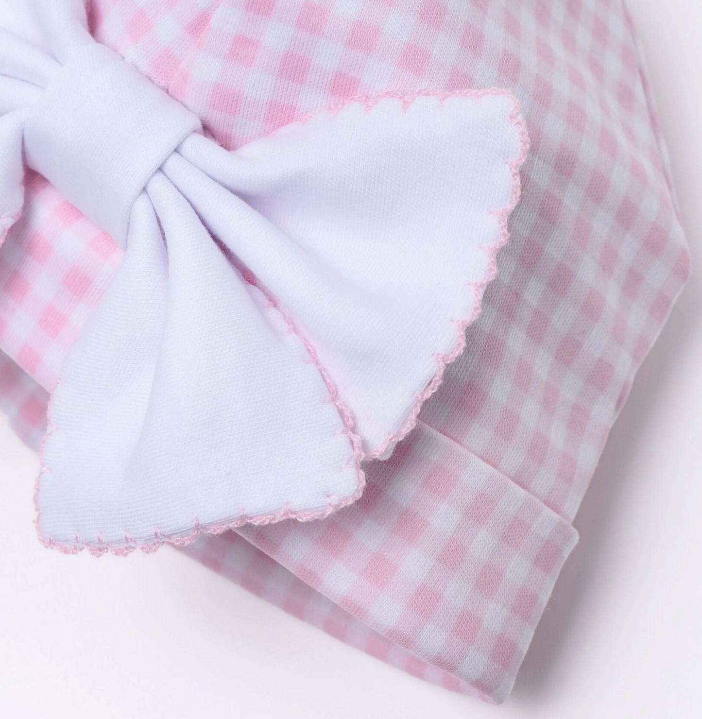 MB Mini Checks Hat (Pink Bow or Blue)