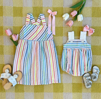 TBBC Ruthie Day Dress- Seersucker Happy Hues Seersucker/ Beale St. Blue