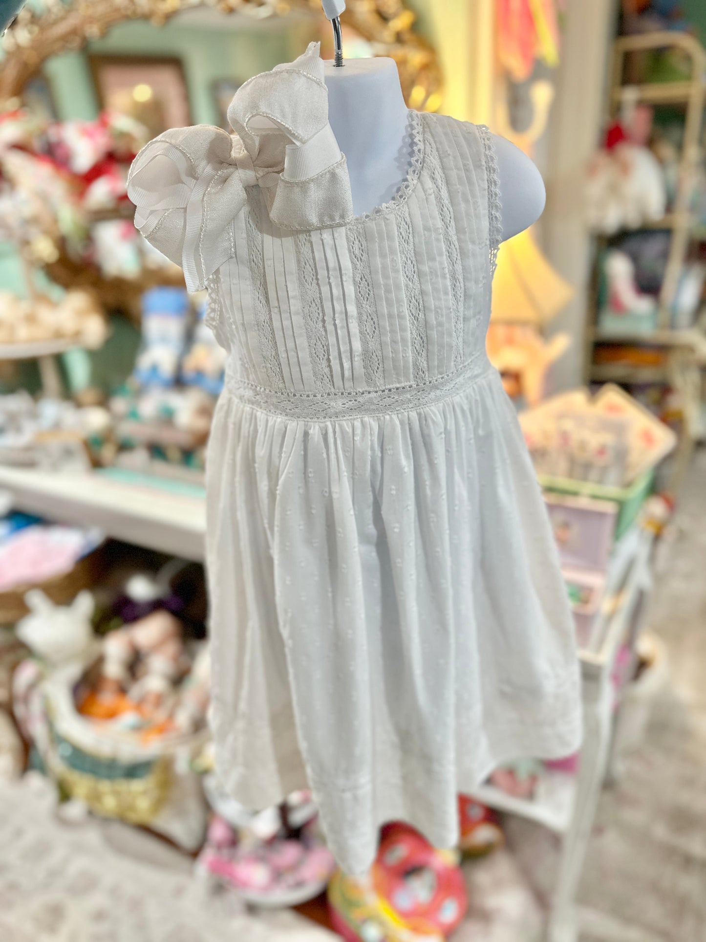 Cotton Kids White Pintucks Lace Dress
