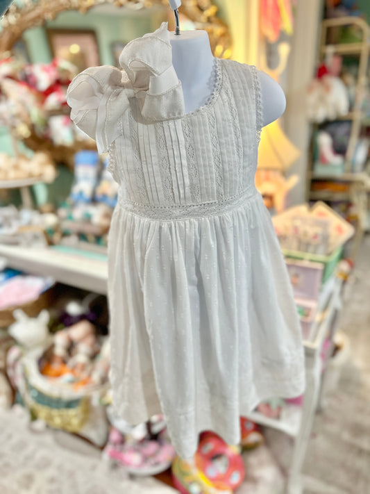 Cotton Kids White Pintucks Lace Dress