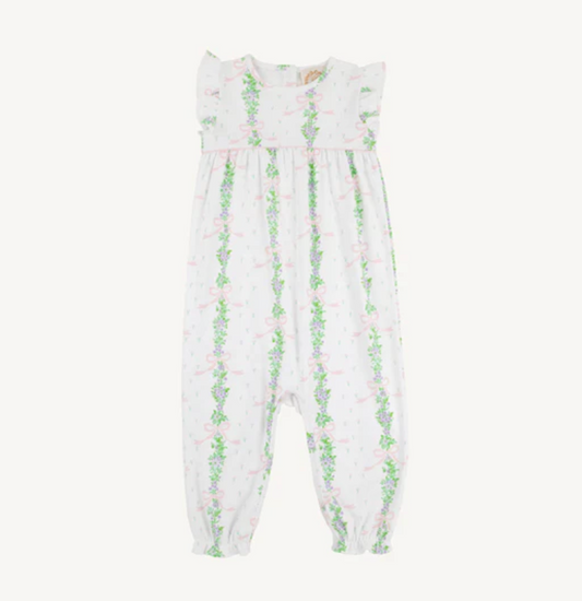 TBBC Fincastle Floral Leigh Ann Angel Sleeve Romper Sleeveless Pima