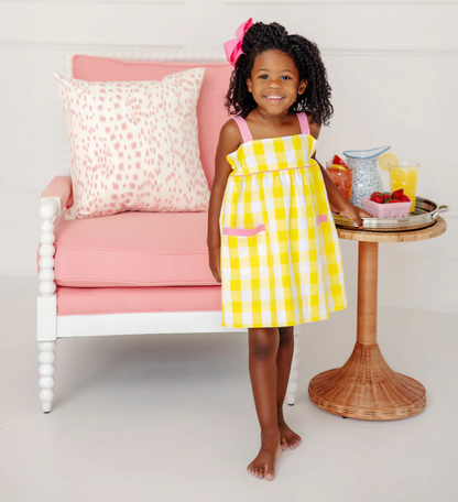 TBBC Millie Day Dress- Seaside Sunny Yellow Chattanooga Check/ Hamptons Hot Pink