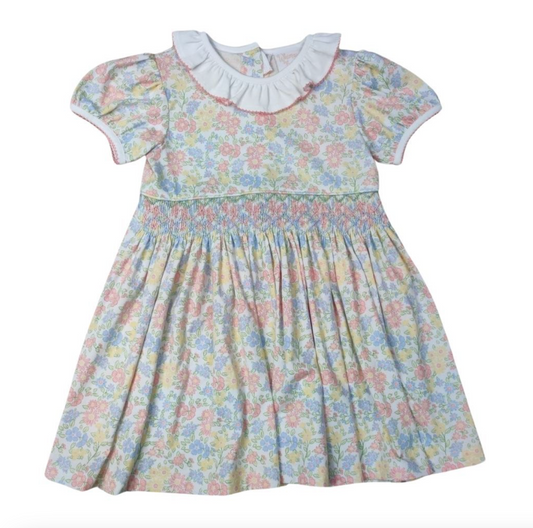 Whimsy Kids Garden Party Smocked Dress Ruffle Collar