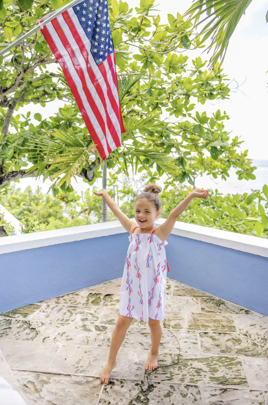 TBBC Laineys Little Dress Broadcloth- Americas Birthday Bows/Richmond Red