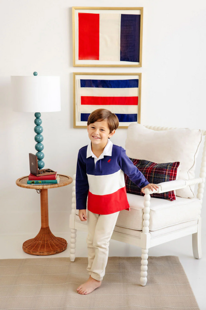 TBBC Rollins Rugby Shirt Nantucket Navy, Pearl, and  Red