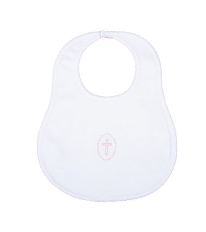 MB Blessed Emb Bib (Pink, Blue, or White)