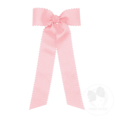 Medium Grosgrain Streamer Bow with Scalloped Edge - Wee Ones