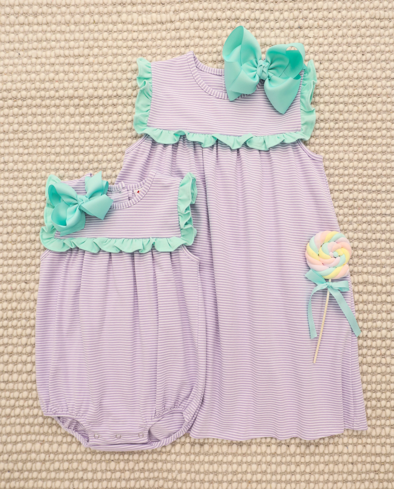 JB Bella Dress Lavender Stripe and Mint