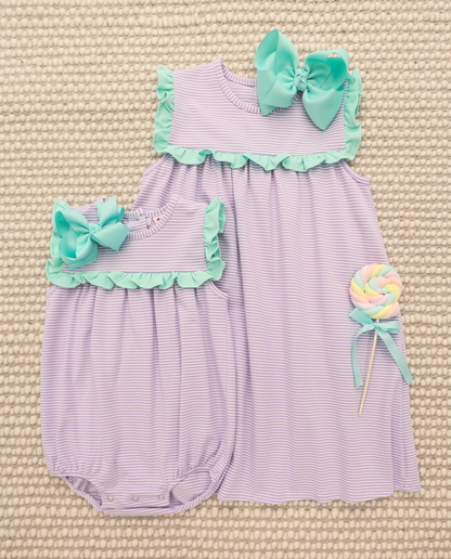 JB Bella Dress Lavender Stripe and Mint