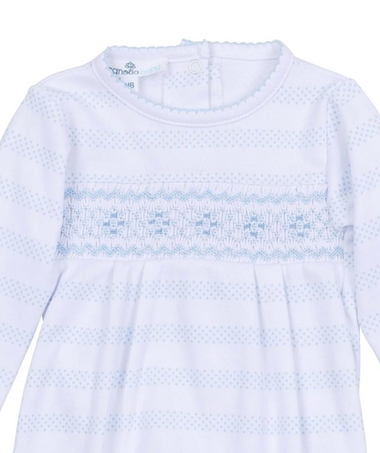 MB Baby of Mine Smocked Footie - Light Blue