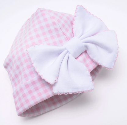MB Mini Checks Hat (Pink Bow or Blue)