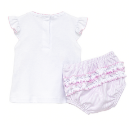 MB Julia Smocked Ruffle Diaper Cover Set Pink