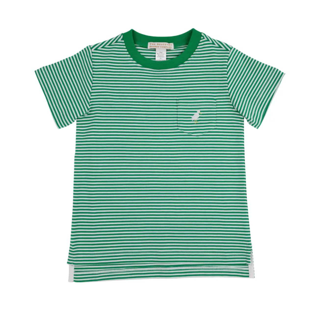 TBBC Carter Crewneck SS Kiawah Kelly Green Stripe with Multicolor Stork