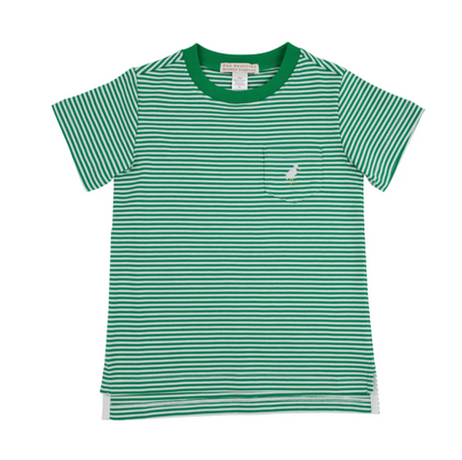TBBC Carter Crewneck SS Kiawah Kelly Green Stripe with Multicolor Stork