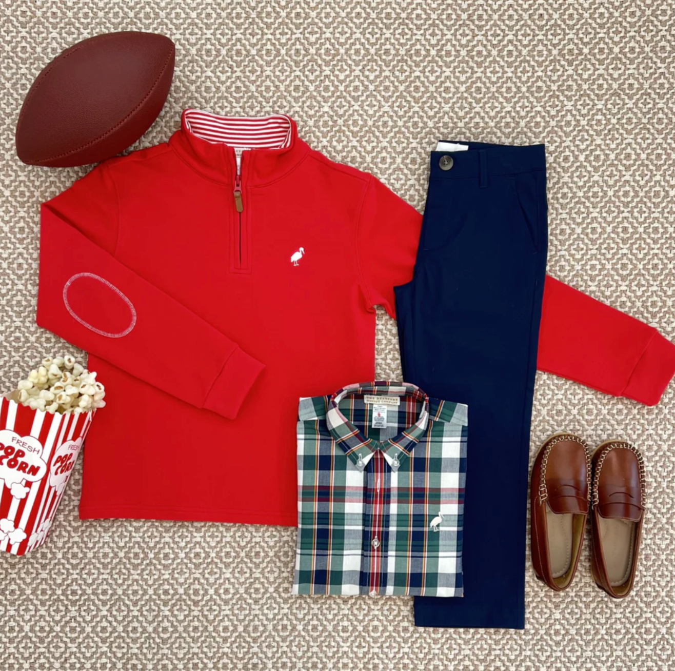 TBBC Hayword Half-Zip- Richmond Red with Worth Avenue White Stork