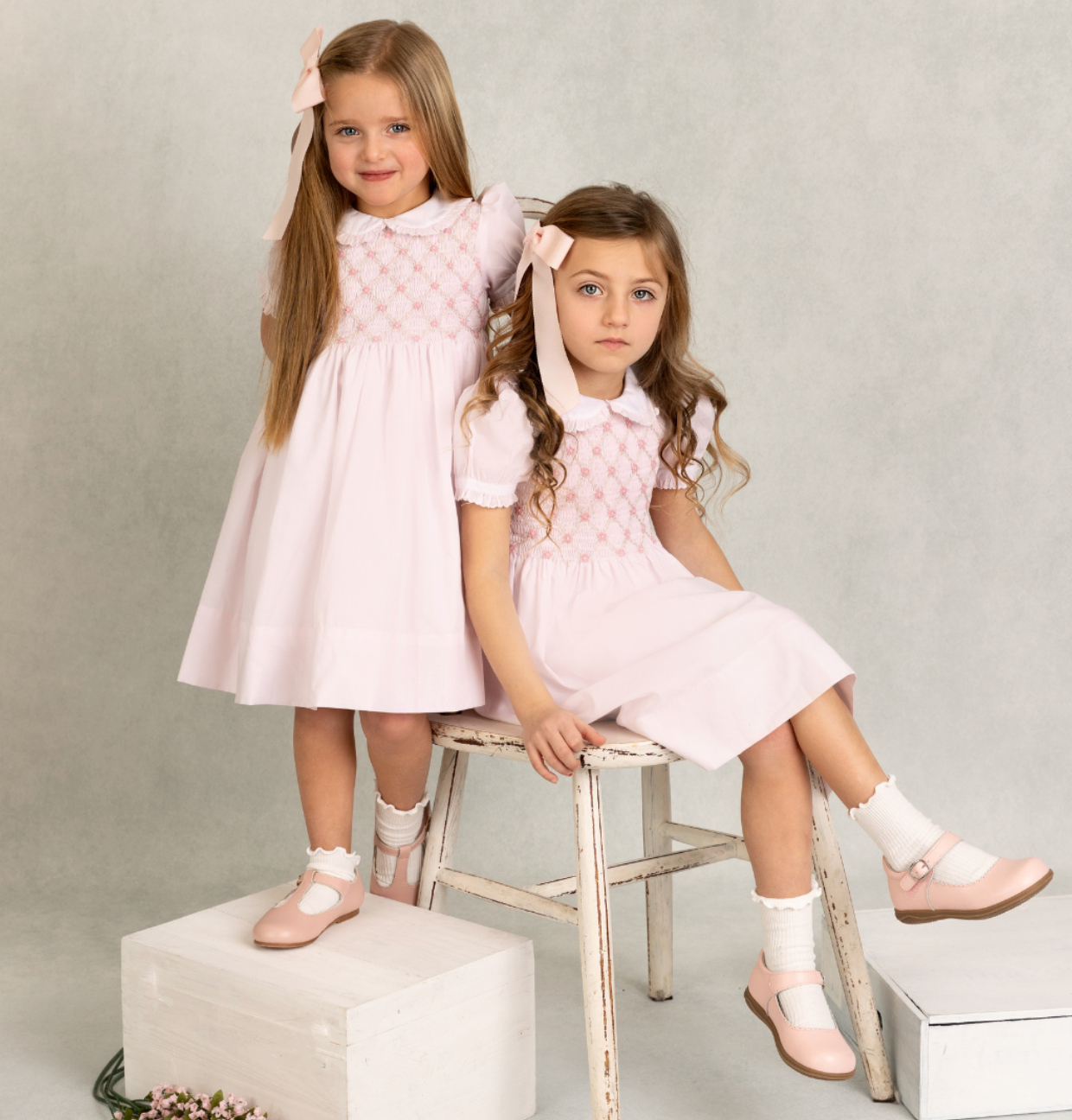 Feltman Dainty Smocked Floral Dress Pink