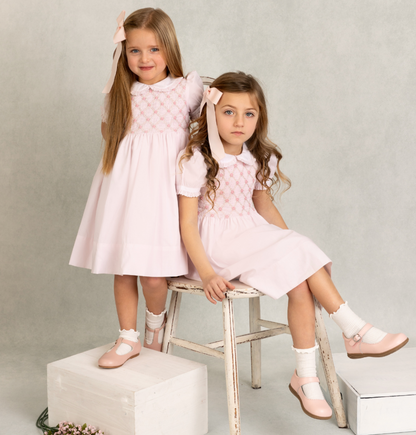 Feltman Dainty Smocked Floral Dress Pink