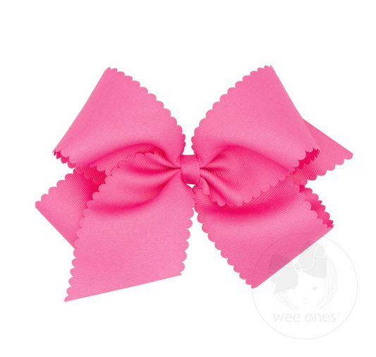 King Grosgrain Hair Bow Scalloped Edge Wee Ones