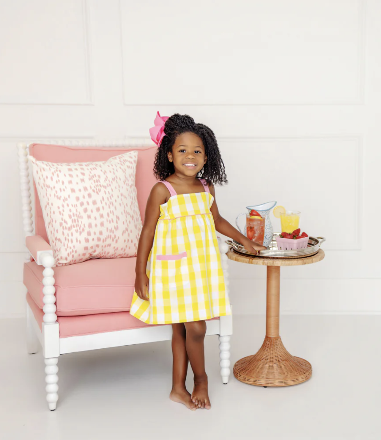 TBBC Millie Day Dress- Seaside Sunny Yellow Chattanooga Check/ Hamptons Hot Pink