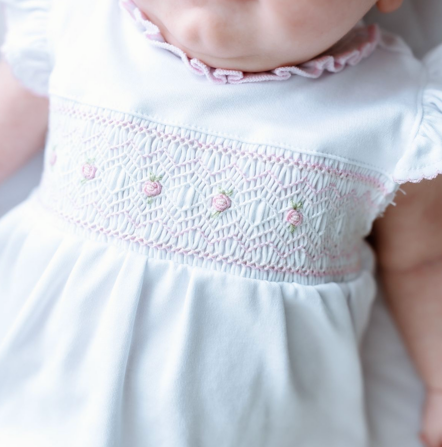 MB Julia Smocked Ruffle Diaper Cover Set Pink