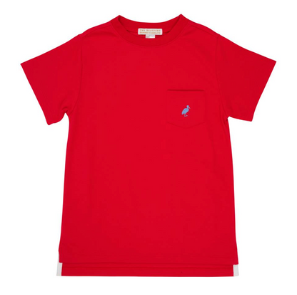 TBBC Richmond Red Carter Crewneck Pocket with Park City Periwinkle Stork