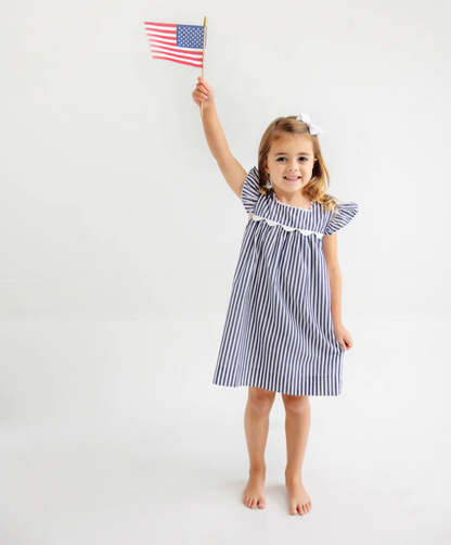 TBBC Rosemary Ric Rac Dress Nantucket Navy Stripe/Worth Avenue White