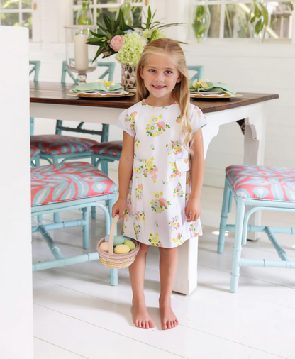 TBBC Betts Bow Dress- Broadcloth Biltmore Blooms/Buckhead Blue