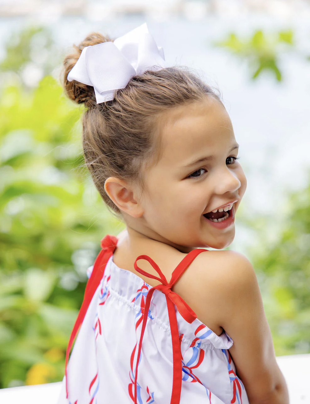 TBBC Laineys Little Dress Broadcloth- Americas Birthday Bows/Richmond Red