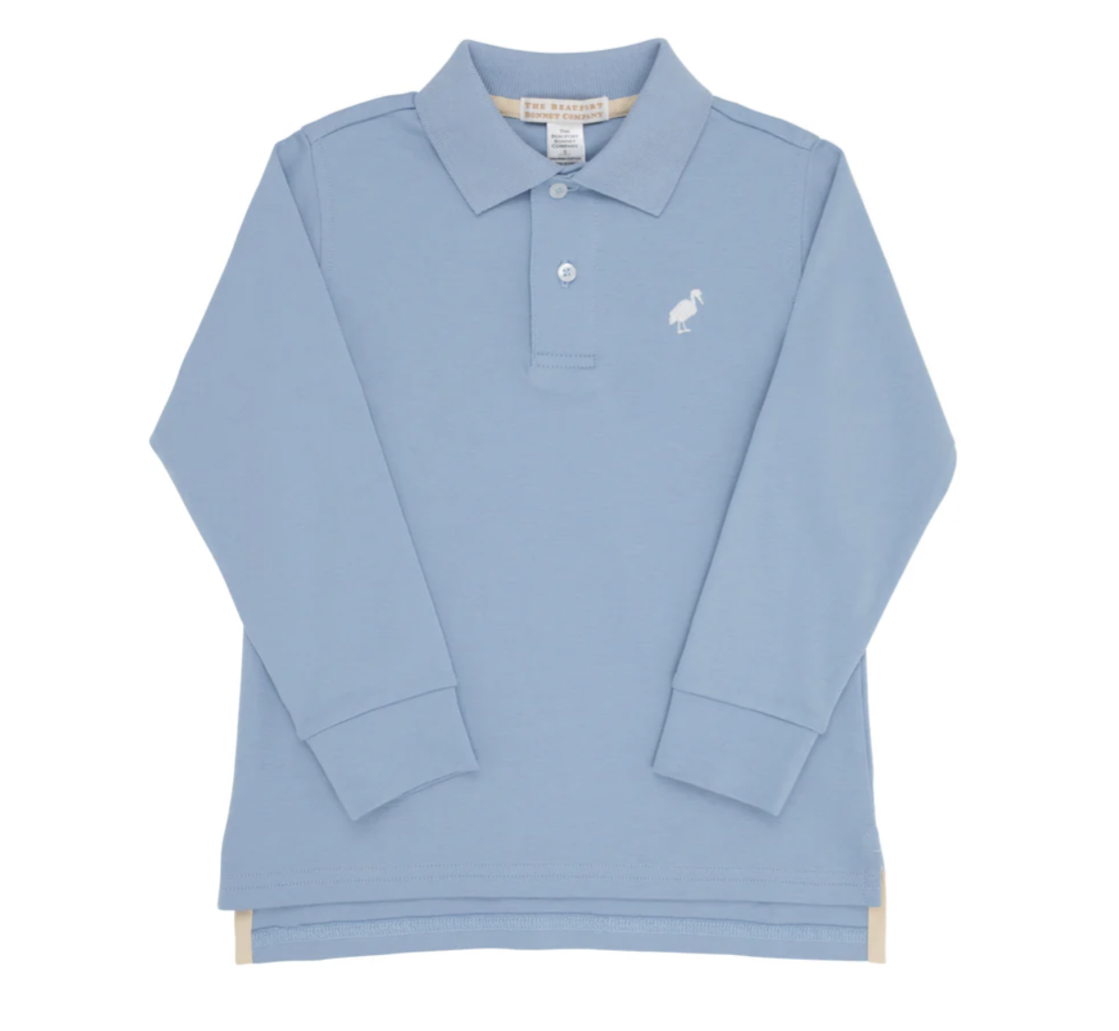 TBBC Long Sleeve Prim & Proper Polo & Onesie Barrington Blue with Worth Avenue White Stork