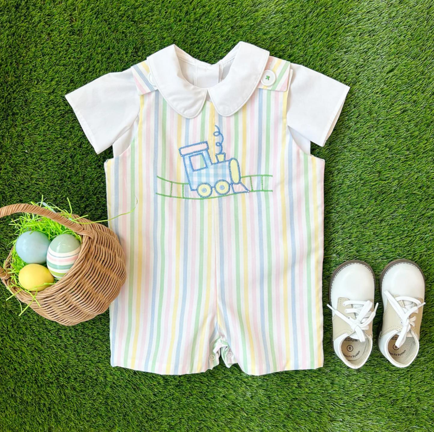 TBBC Peter Pan Onesie/Shirt White Woven Short Sleeve