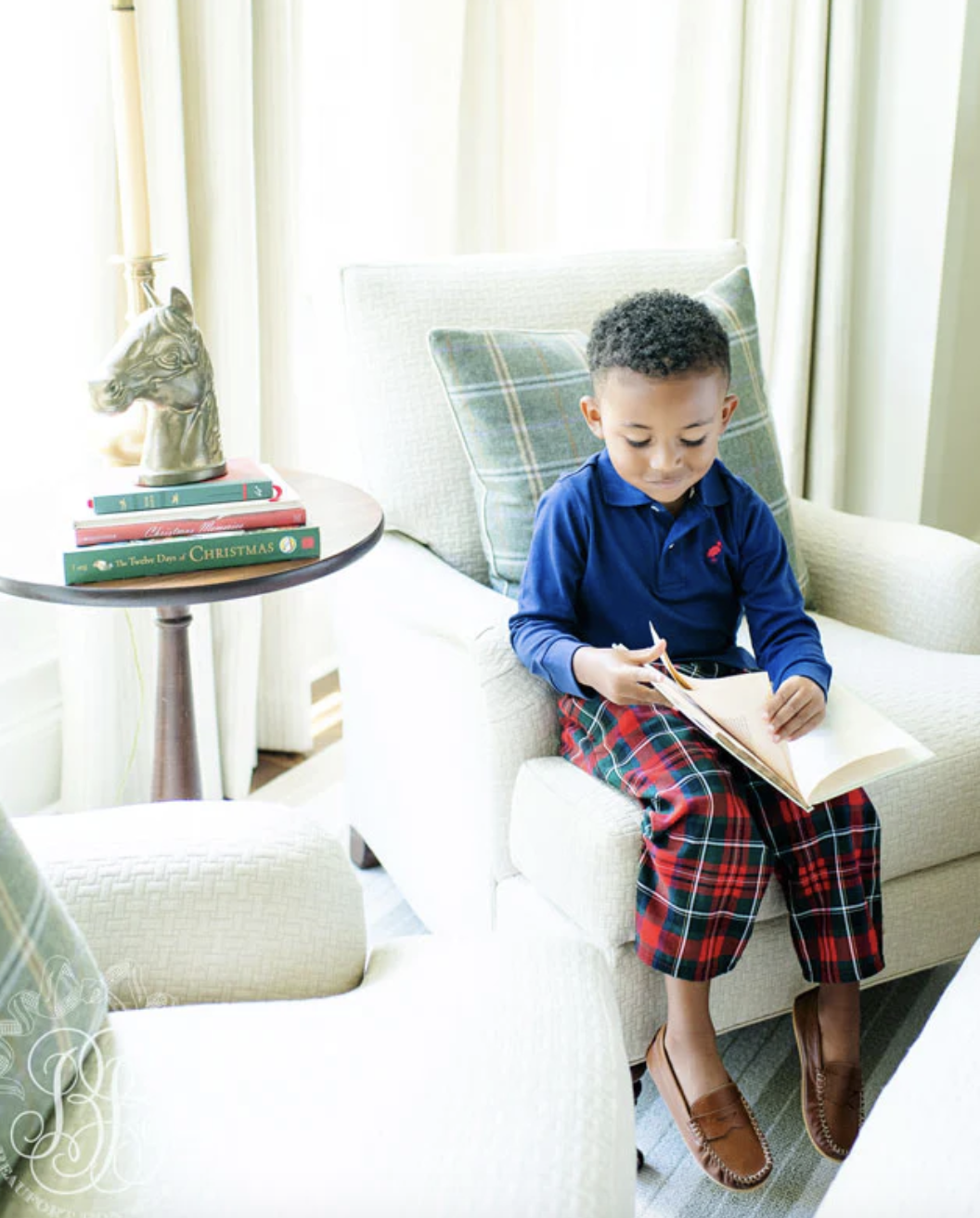 TBBC Long Sleeve Prim & Proper Polo & Onesie Nantucket Navy with Richmond Red Stork