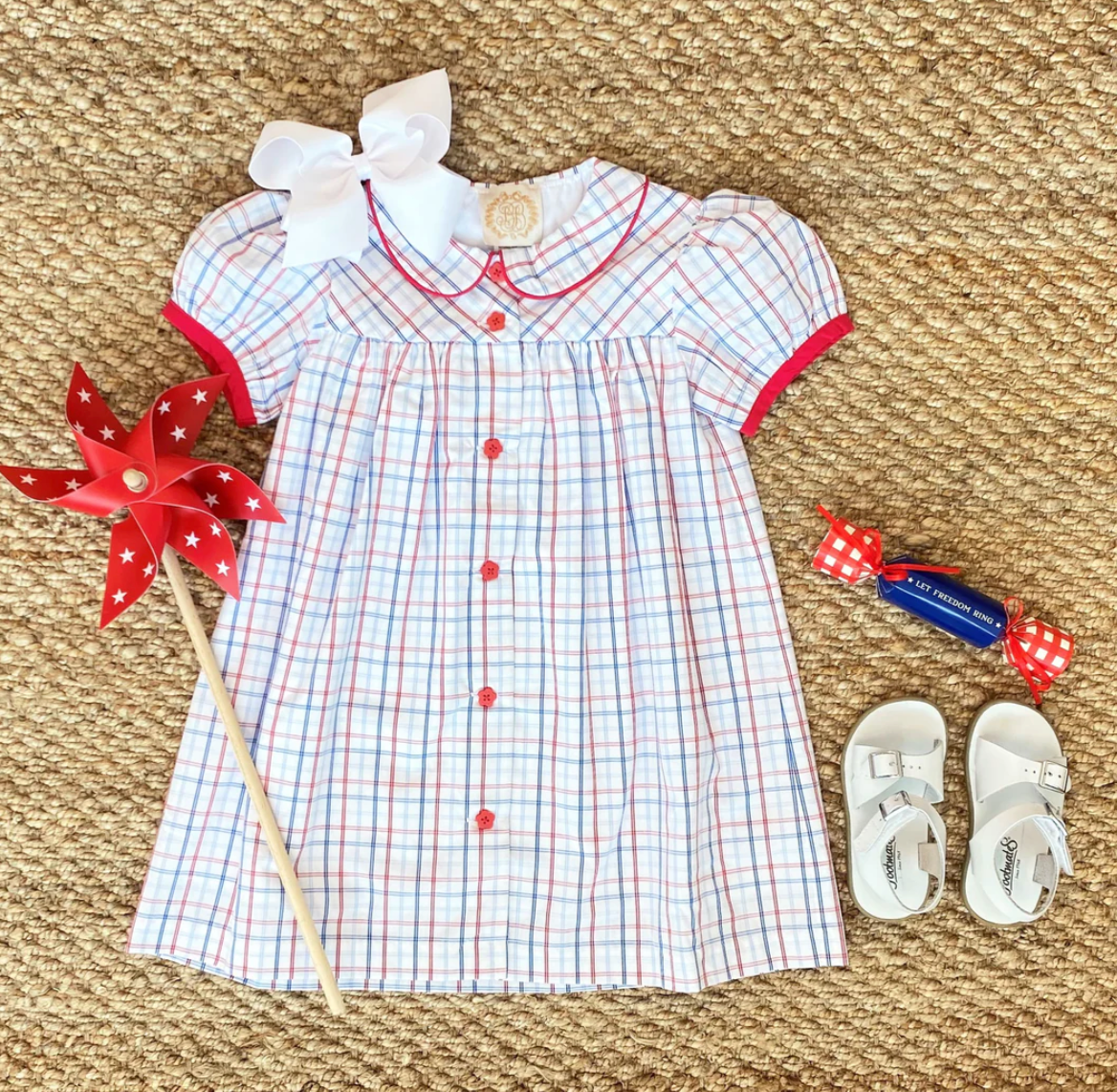 TBBC Tabithas Teachers Pet Dress Whitehall Windowpane/ Richmond Red