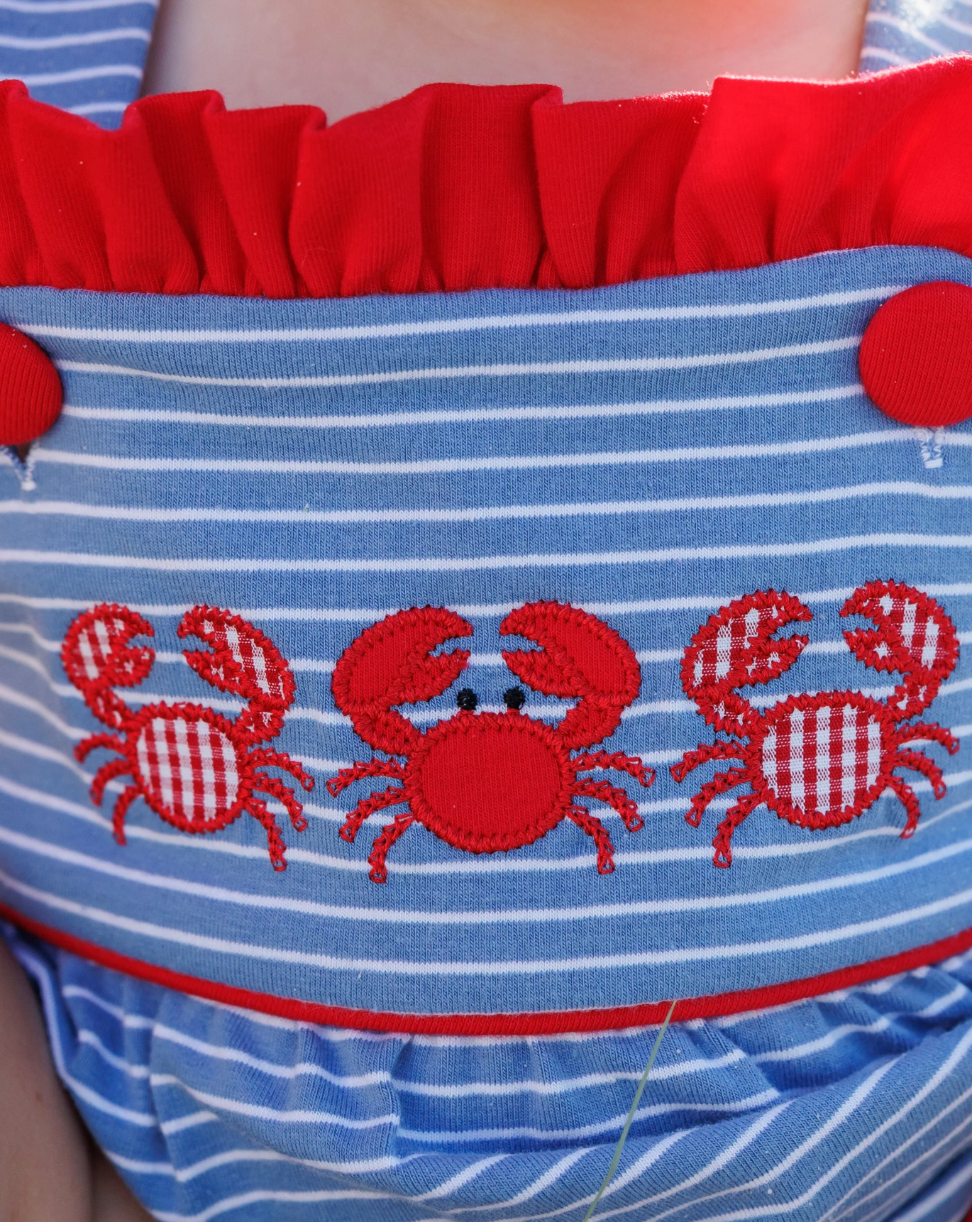 JB Coastal Crabs Ruffle Sunsuit (Girls)