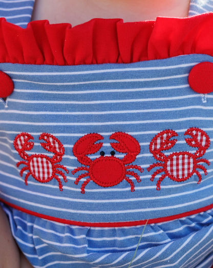 JB Coastal Crabs Ruffle Sunsuit (Girls)