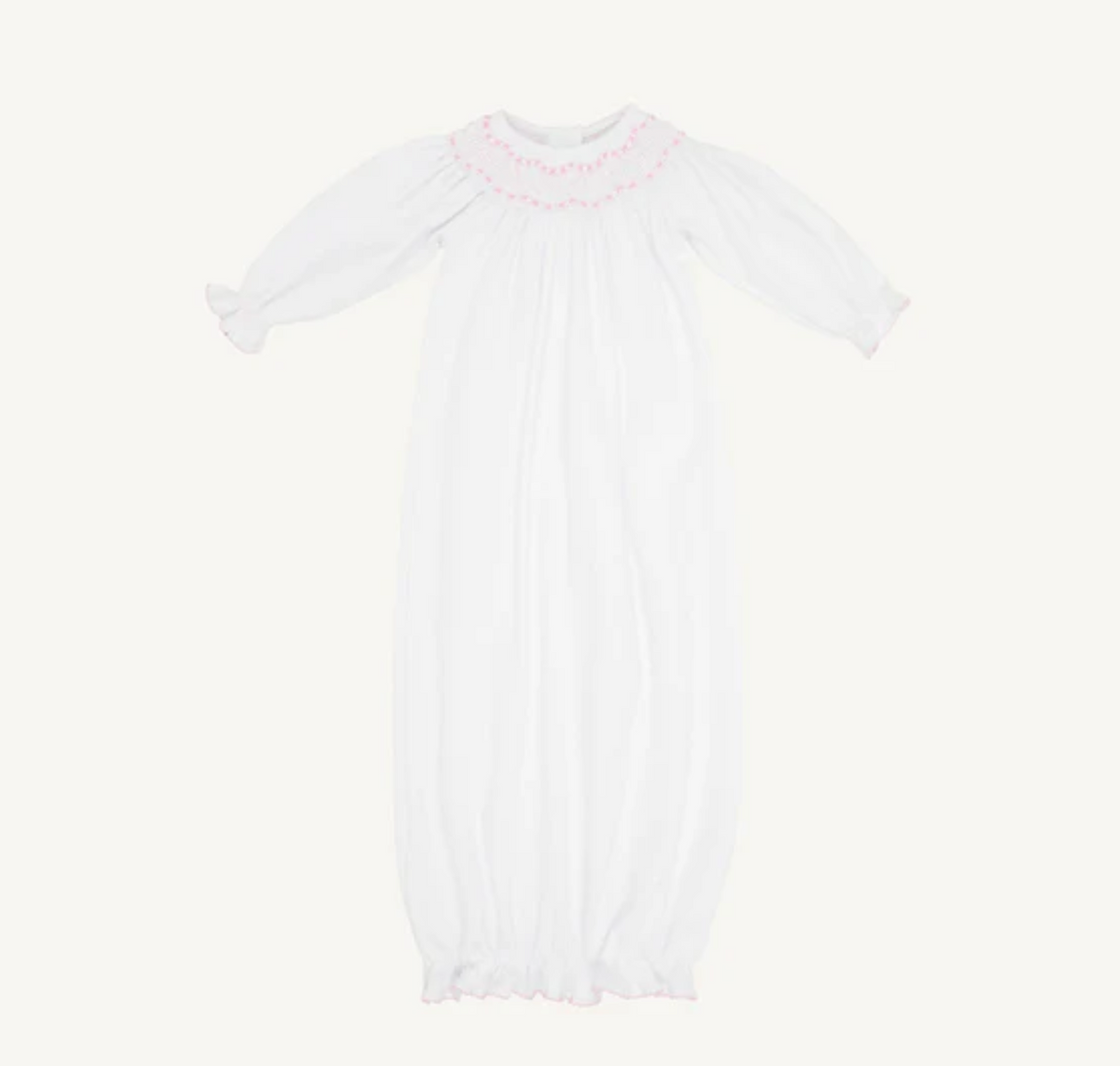 TBBC Sweetly Smocked Greeting Gown - White with Pink or Blue