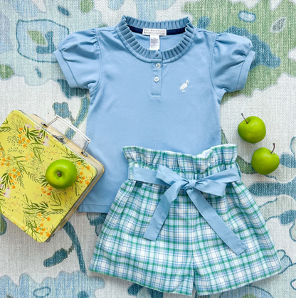 TBBC- Maddie Bea Bag Shorts - Woven Yarn  Eastpoint Plaid/Barrington Blue