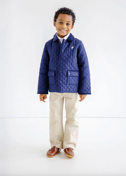 TBBC Caldwell Quilted Coat- Nantucket Navy with Palmetto Pearl