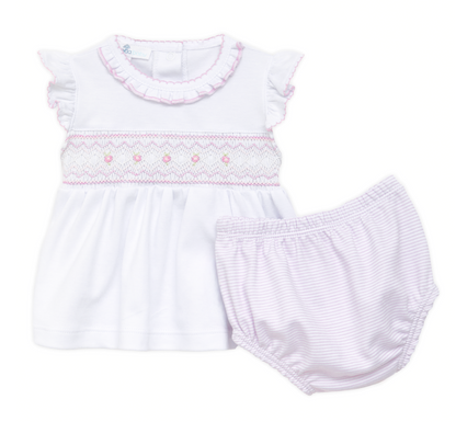 MB Julia Smocked Ruffle Diaper Cover Set Pink