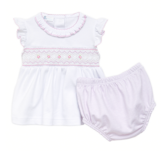 MB Julia Smocked Ruffle Diaper Cover Set Pink