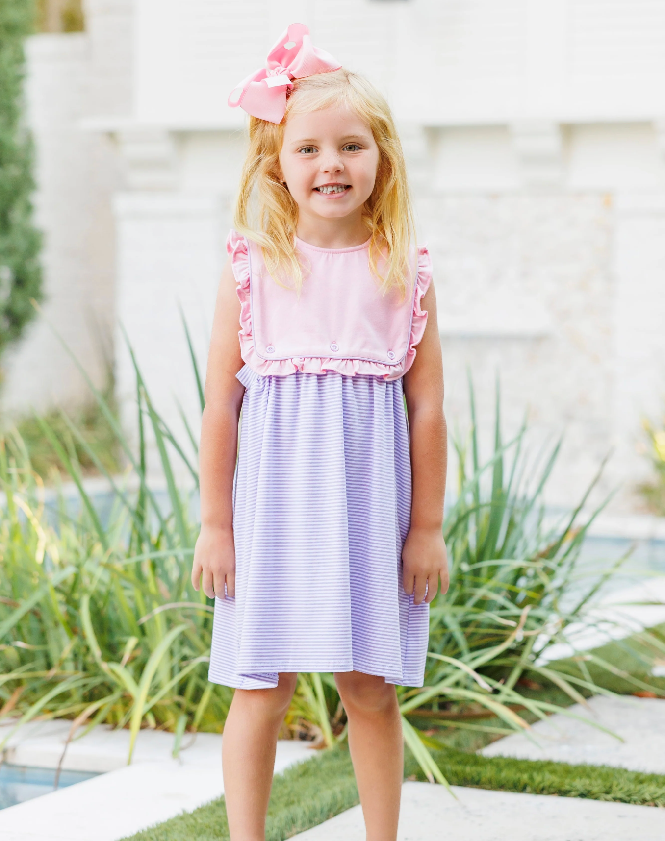 JB Amelia Dress - Pink and Lavender Stripe