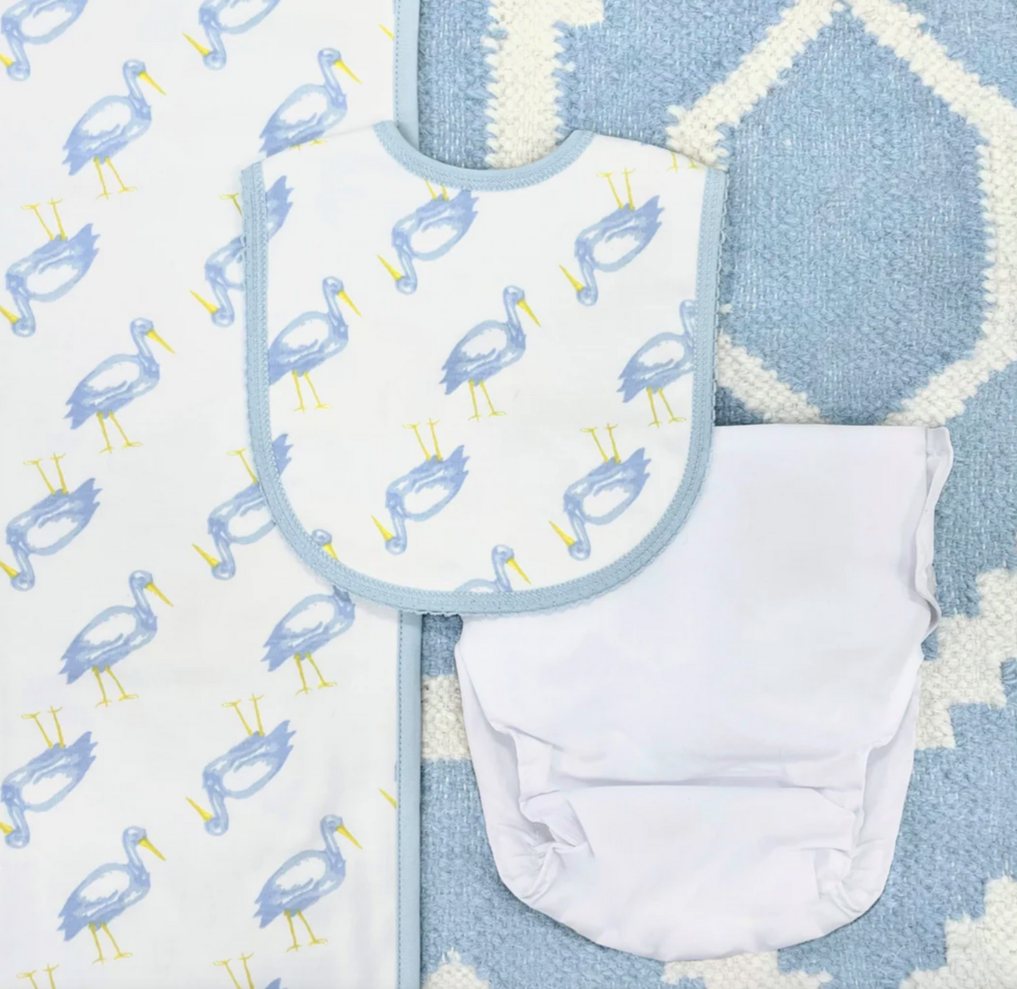 TBBC Burp Me Bib Sir Proper Stork w/ Buckhead Blue