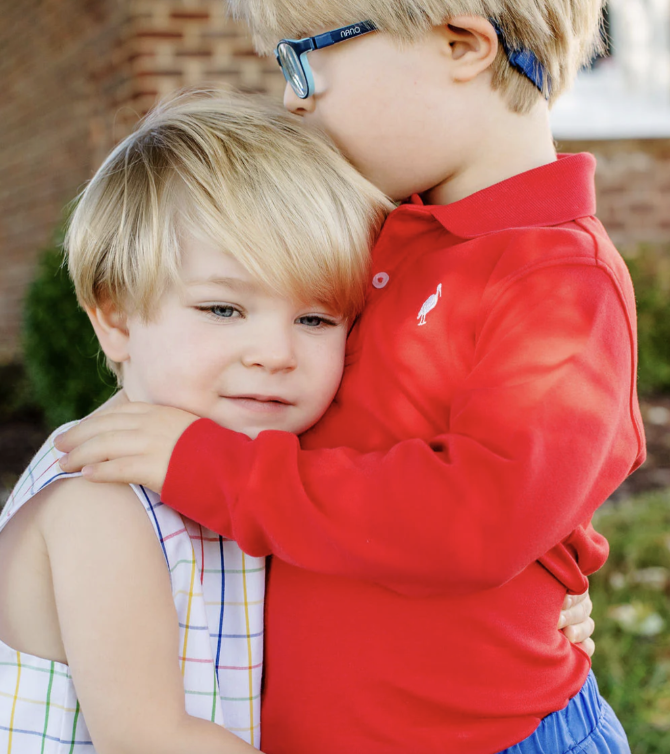 TBBC Long Sleeve Prim & Proper Polo & Onesie Richmond Red with Worth Avenue White Stork