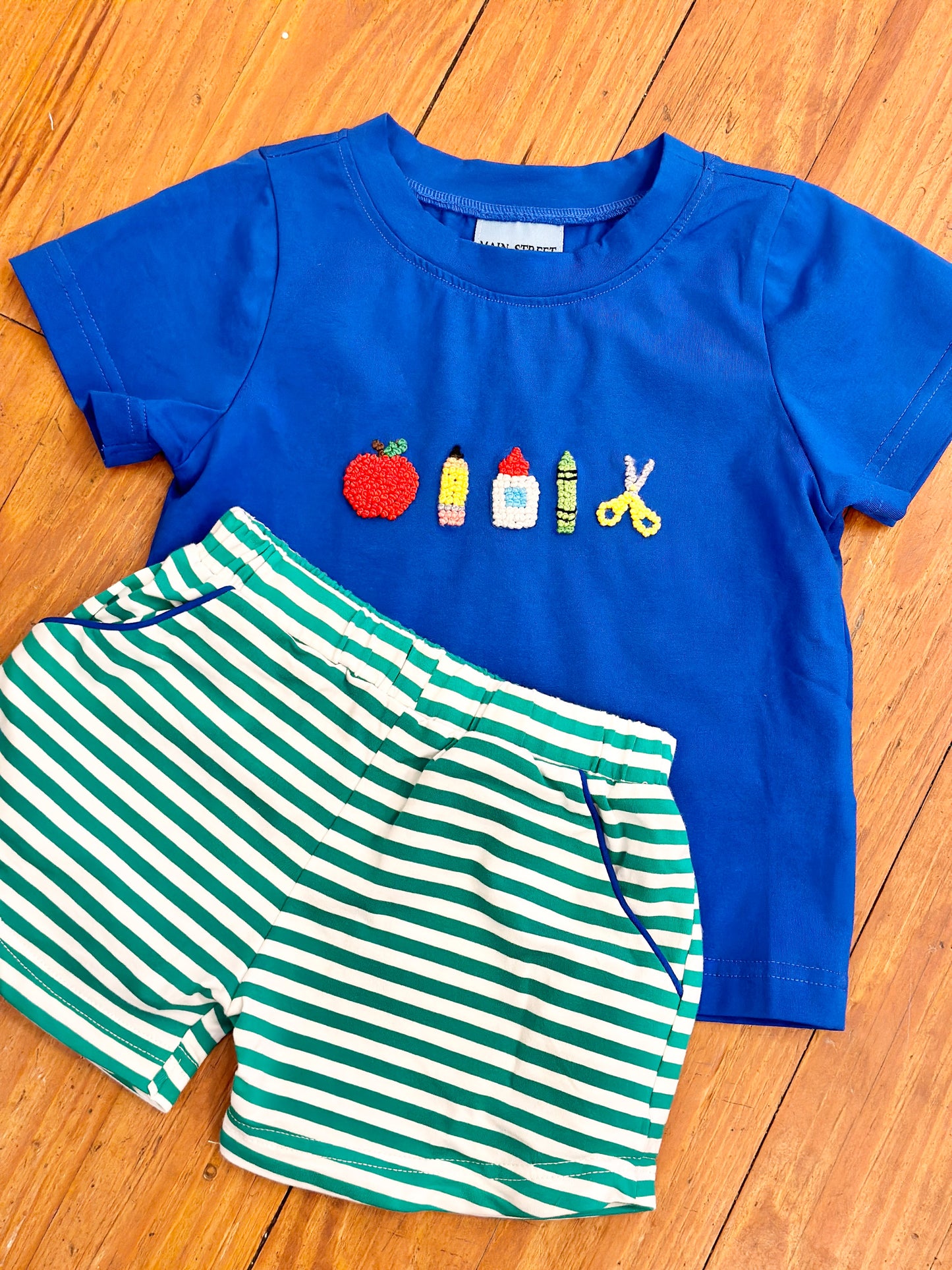 MSSC School Supplies Green French Knot Short Set