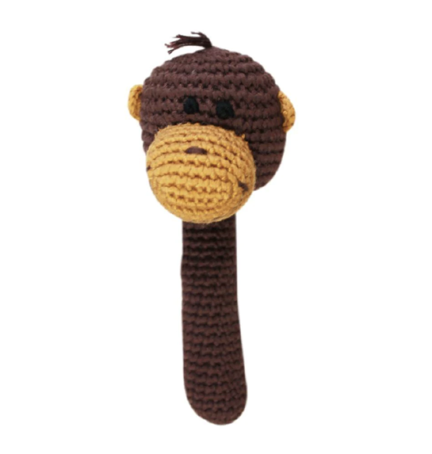 Monkey Crochet Stick 6" Rattle