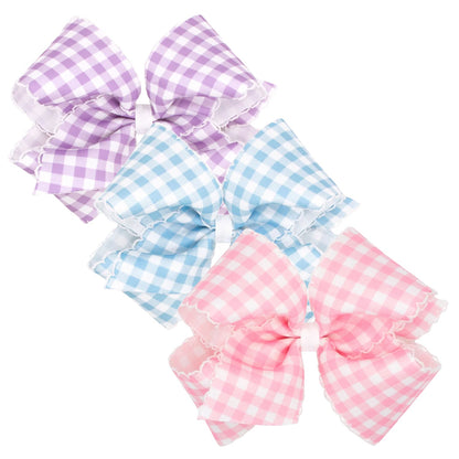 King Moonstitch Gingham Print Bow Wee Ones