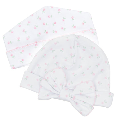MB Juliette's Classics Print Hat Pink Roses (plain or bow)