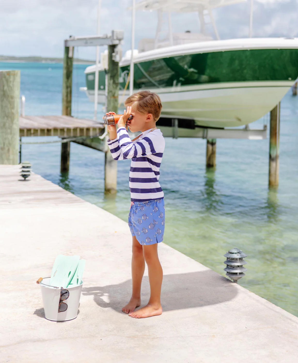 TBBC Walker's Wave Spotter Swim Shirt Nantucket Navy Stripe UPF
